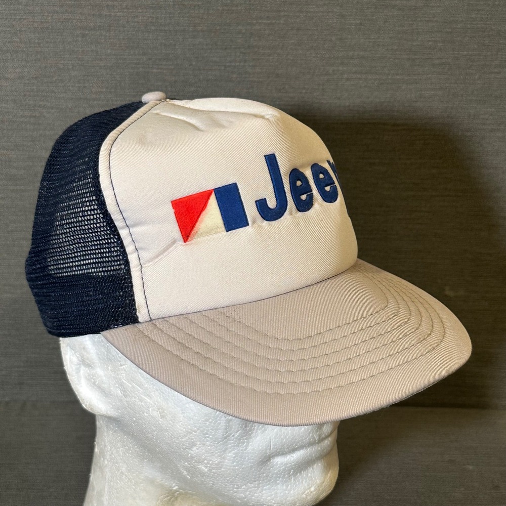 Vintage Jeep Trucker Hat Mens Navy Blue/white Mesh Snapback Cap